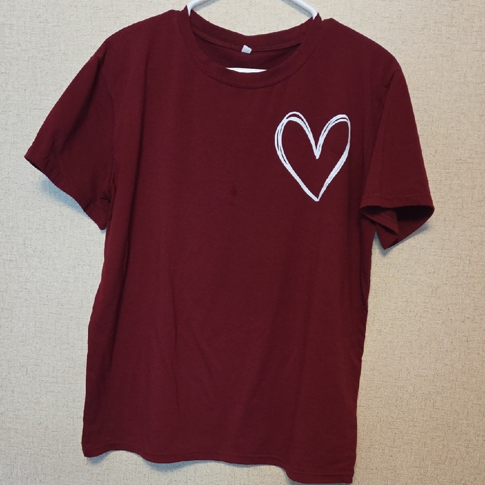 Red T-Shirt with White Heart Design